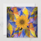 Birthday Party Floral Blue Yellow Flowers Kaart (Achterkant)