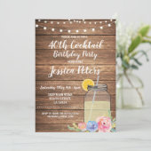 Birthday Party Floral Cocktail Summer Jar Invite Kaart (Staand voorkant)
