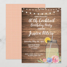 Birthday Party Floral Cocktail Summer Jar Invite