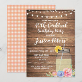 Birthday Party Floral Cocktail Summer Jar Invite Kaart