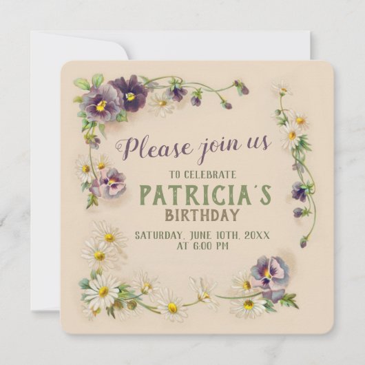 Birthday party Floral garland CC1057 Kaart (Voorkant)