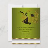 Birthday Party Floral Green White Black Gold Kaart (Achterkant)