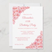 Birthday Party Floral Pink Hydrangeas White Kaart (Voorkant)