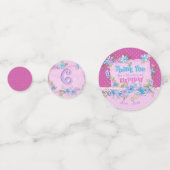 Birthday Party Floral Pink Polka Dots Confetti (Achterkanten)