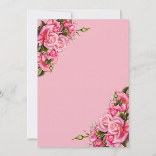 Birthday Party Floral roze Roses Bouquet Kaart (Achterkant)