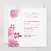 Birthday Party  Floral roze witte vlinder Kaart (Achterkant)