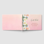 Birthday party florals white peach roze zomer gastenboek (Volledig)