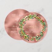 Birthday Party Florals Woodland Green Rose Gold Kaart (Voorkant / Achterkant)