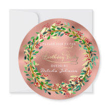 Birthday Party Florals Woodland Green Rose Gold