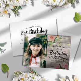 Birthday Party Flowers Wood String Lights Kaart