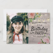 Birthday Party Flowers Wood String Lights Kaart (Voorkant)