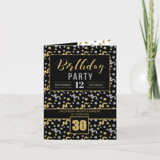 Birthday Party for 30th Black and Gold any person (Voorkant)
