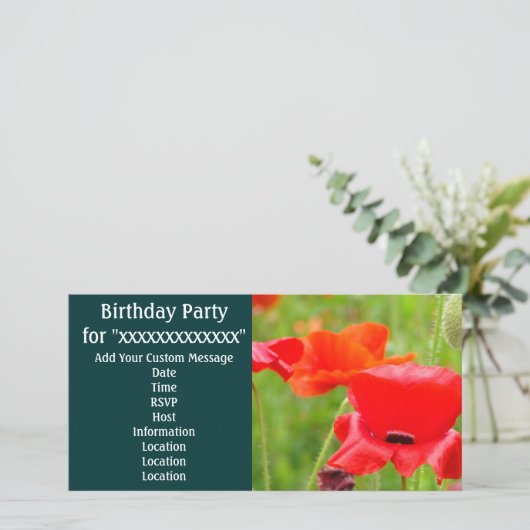 Birthday Party for "Custom Name" nodigt Kaarten ui (Staand voorkant)