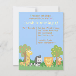 Birthday Party for Cute and Colorful Safari Animal Kaart