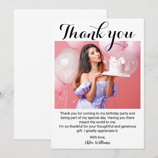 Birthday Party Foto bedankt creditcard (Voorkant / Achterkant)