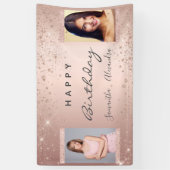 Birthday party foto roos goud glitter vrienden spandoek (Verticaal)