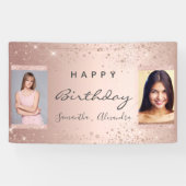 Birthday party foto roos goud glitter vrienden spandoek (Horizontaal)