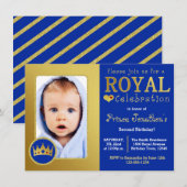 Birthday Party foto van Blue and Gold Royal Prince Kaart (Voorkant / Achterkant)