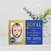 Birthday Party foto van Blue and Gold Royal Prince Kaart (Staand voorkant)