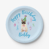 Birthday Party French Bulldog Paper Borden Papieren Bordje (Voorkant)