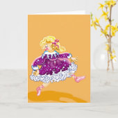 Birthday party, frilly jurk kaart (Gele Bloem)