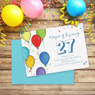 Birthday Party Fun Celebration Balloons Confetti Kaart