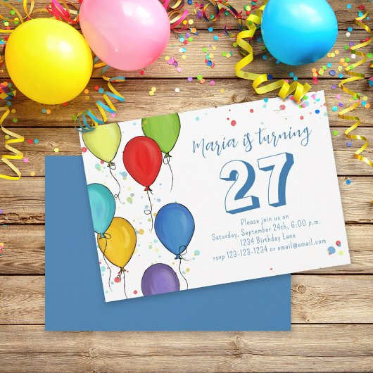 Birthday Party Fun Celebration Balloons Confetti Kaart