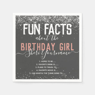 Birthday Party Fun Feit roze glitter Girl Napkin Servet