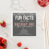 Birthday Party Fun Feit roze glitter Girly Napkin Servet (Insitu)
