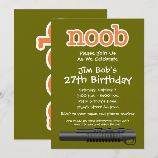 Birthday Party - Funny Noob Gamer Kaart (Voorkant / Achterkant)