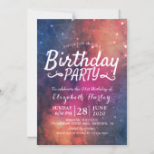 Birthday Party Galaxy Stars Nebula Constellations Magnetische Uitnodiging (Voorkant)
