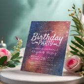 Birthday Party Galaxy Stars Nebula Constellations Uitnodiging Briefkaart