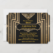 Birthday Party, Gatsby-stijl, Art Deco, goud en zw Kaart (Voorkant)