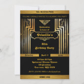 Birthday Party, Gatsby-stijl, Art Deco, gouden zwa Kaart (Voorkant)