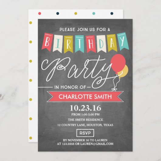 Birthday Party | Geboortedag Kaart (Voorkant / Achterkant)