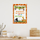 Birthday Party Gift Table Safari Oerwoud Animals Poster (Keuken)
