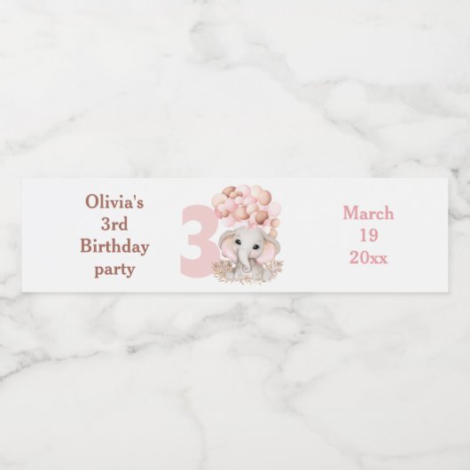 Birthday Party Girl - Gepersonaliseerd Waterfles Etiket (Enkel label)