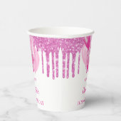 Birthday party girl meisje roze glitter ballonnen papieren bekers (Rechts)