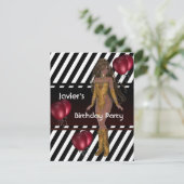 Birthday Party Girl Red Balloons Mans 2 Kaart (Staand voorkant)