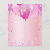 Birthday party girl roze glitter spargel budget flyer (Achterkant)