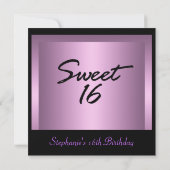 Birthday Party Glamor Pink Black Sweet 16 Kaart (Achterkant)