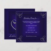 Birthday Party Glamoureuze Royal Navy Blue Silver Kaart (Voorkant / Achterkant)