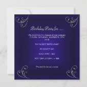 Birthday Party Glamoureuze Royal Navy Blue Silver Kaart (Voorkant)