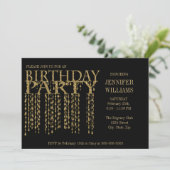 Birthday Party | Glitter-Confetti (goudglitter) Kaart (Staand voorkant)
