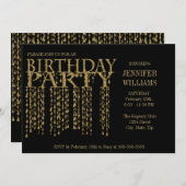 Birthday Party | Glitter-Confetti (goudglitter) Kaart (Voorkant / Achterkant)