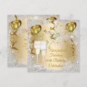 Birthday Party Gold Balloons champagne snowflake Kaart (Voorkant / Achterkant)