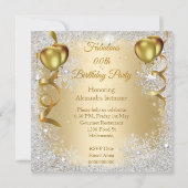 Birthday Party Gold Balloons champagne snowflake Kaart (Achterkant)