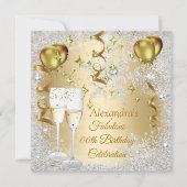 Birthday Party Gold Balloons champagne snowflake Kaart (Voorkant)