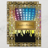 Birthday Party Gold Black Disco Alle leeftijden Kaart (Voorkant / Achterkant)