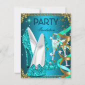 Birthday Party Gold Blue Shoes Kaart (Voorkant)